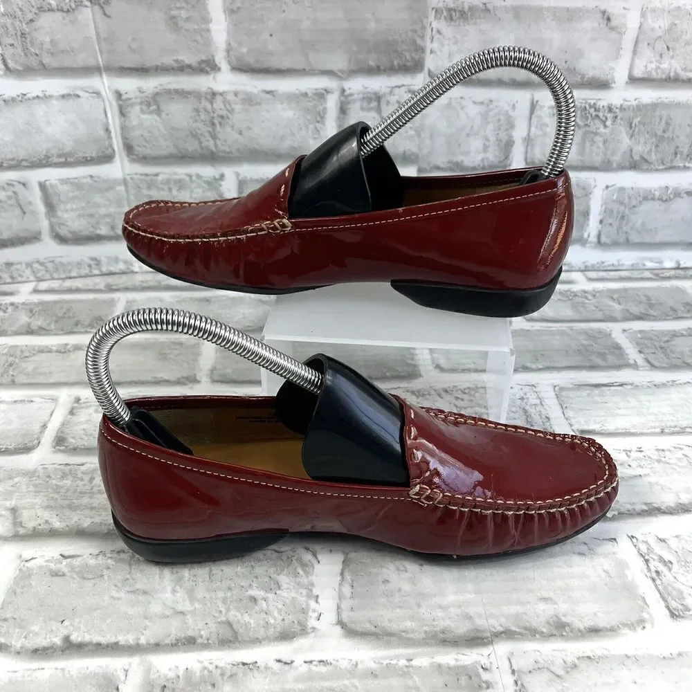 Talbots Women's Size 7 B Red Patent Leather Slip On Loafers Shoes